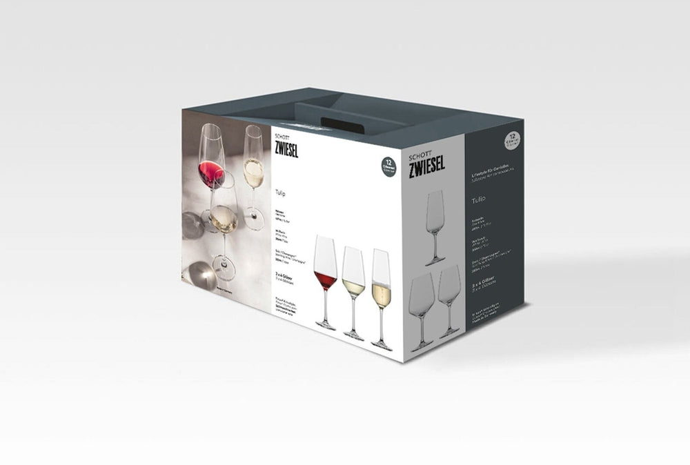 Schott Zwiesel Wijnglazenset Tulip 12-delig - Rode Wijnglazen, Witte Wijnglazen & Champagneglazen - verpakking