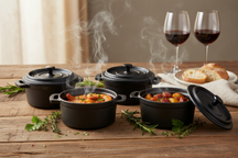 Cazuela para Servir de Hierro Fundido Ø 10 cm Cookinglife - Sartén Negra para Tapas - 275 ml