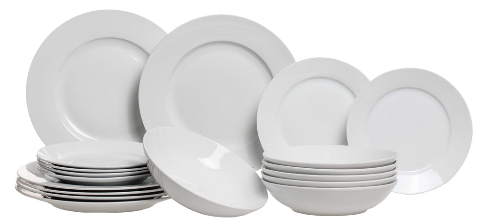 Juego de vajilla Studio Tavola blanco 18 piezas / 6 personas - 6 platos llanos, 6 platos hondos y 6 platos de desayuno