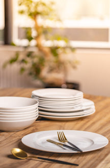 Juego de vajilla Studio Tavola blanco 18 piezas / 6 personas - 6 platos llanos, 6 platos hondos y 6 platos de desayuno