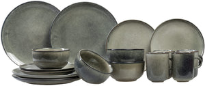 Set de vajilla Salt & Pepper Meridian - Verde/Azul 16 piezas / 4 personas - 4 platos llanos, 4 platos de desayuno, 4 cuencos y 4 tazas