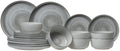 Set de vajilla Cosy & Trendy Baltic Grey 18 piezas / 6 personas - 6 platos llanos, 6 platos de desayuno y 6 cuencos