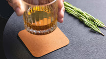Posavasos - Cuero vegano - Negro / Cognac - reversible - 10 x 10 cm - 6 unidades - Cookinglife