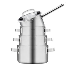 Sola Set de ollas Juvia 4 piezas Acero inoxidable - Compatible con campana extractora - Olla de cocina ø 16, 18, 20 cm y cazo ø 16 cm - apto para todas las fuentes de calor