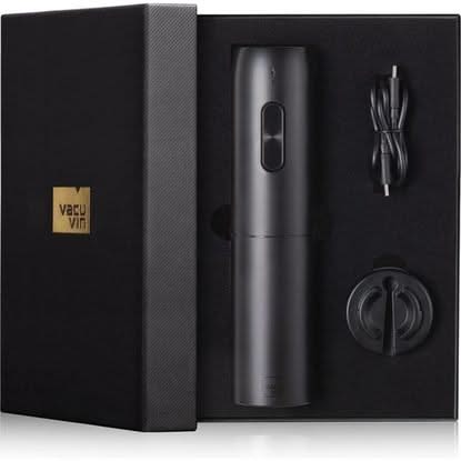 Abrebotellas eléctrico Vacu Vin + Cortador de cápsulas - Negro