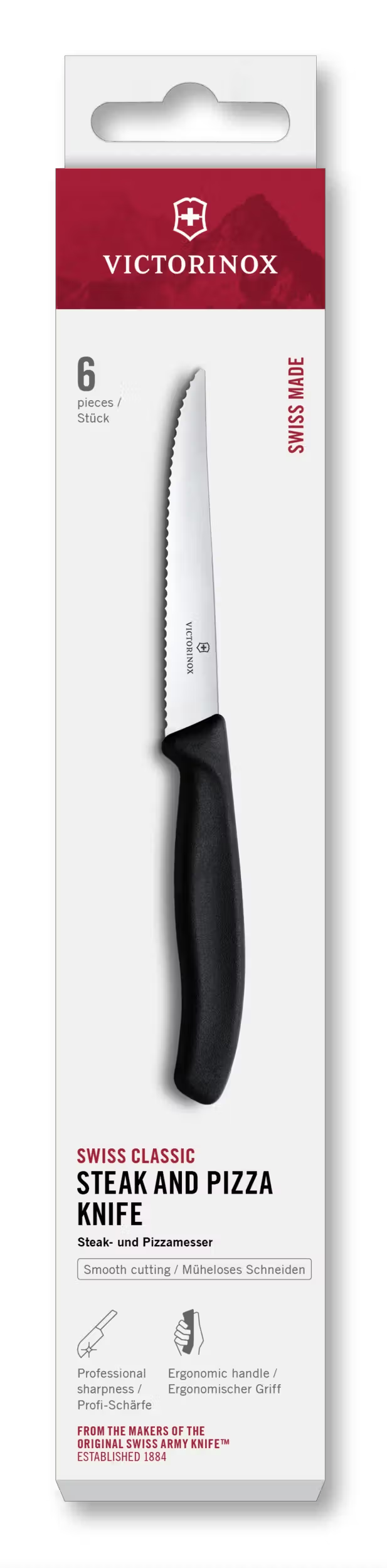 Victorinox cuchillos de carne dentados Swiss Classic negro - 6 piezas