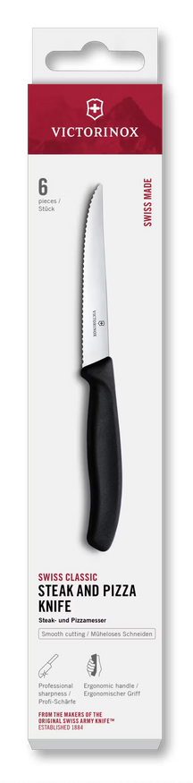 Victorinox cuchillos de carne dentados Swiss Classic negro - 6 piezas