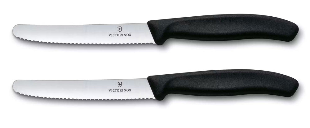 Victorinox cuchillos de tomate dentados Swiss Classic negro - 11 cm - 2 piezas
