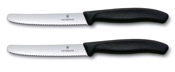Victorinox cuchillos de tomate dentados Swiss Classic negro - 11 cm - 2 piezas