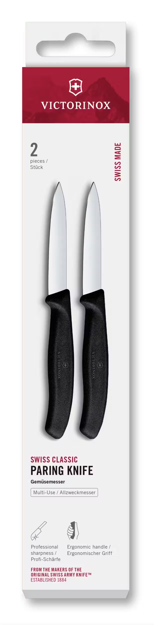 Victorinox cuchillos peladores Swiss Classic negro - 8 cm - 2 piezas