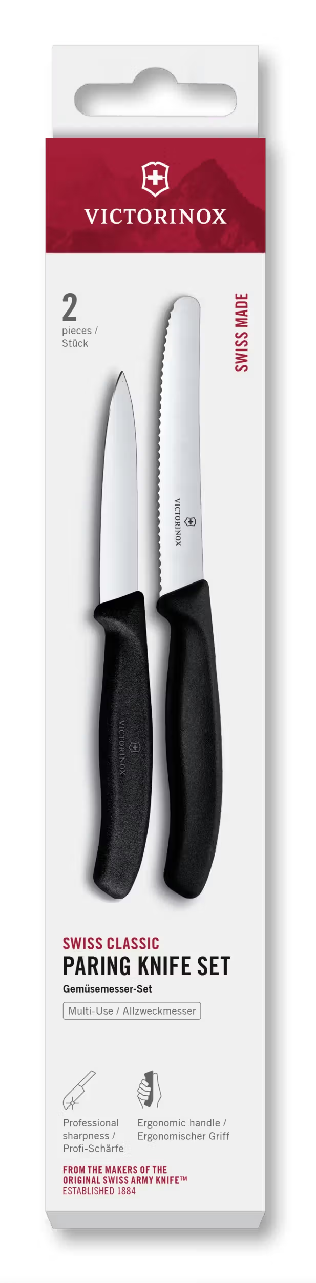 Victorinox Schilmessenset Swiss Classic Negro 2-piezas - Cuchillo para tomates & Cuchillo pelador