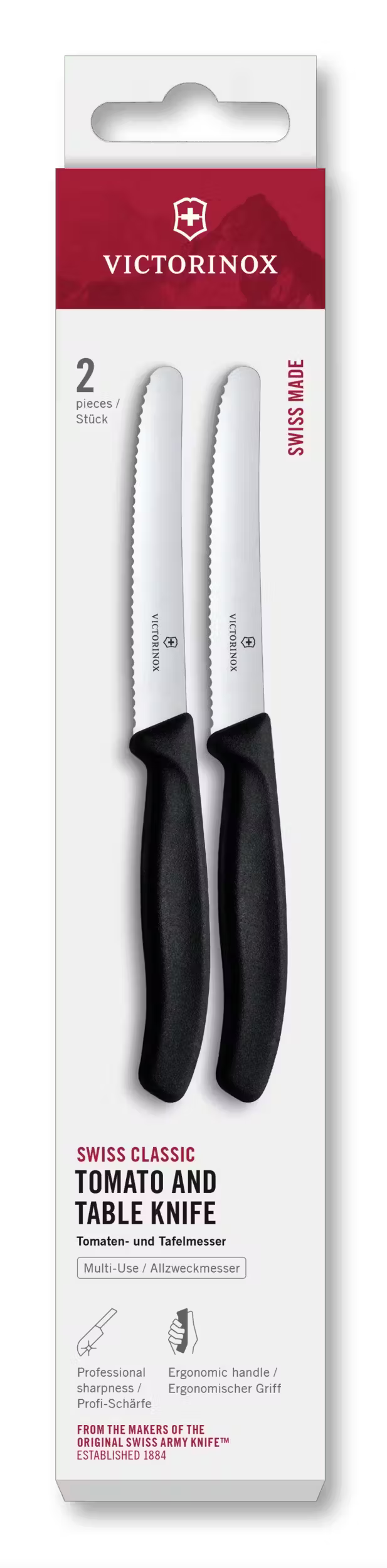 Victorinox cuchillos de tomate dentados Swiss Classic negro - 11 cm - 2 piezas