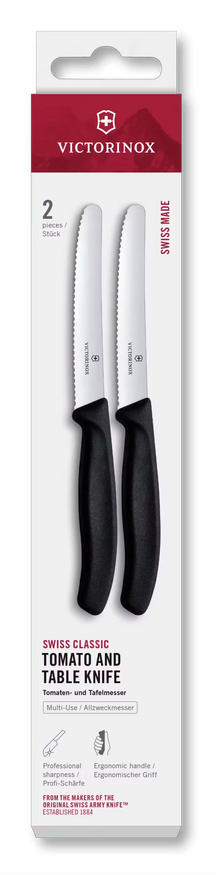Victorinox cuchillos de tomate dentados Swiss Classic negro - 11 cm - 2 piezas