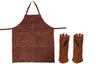 White Fire BBQ delantal & guantes de cuero - marrón - 3 piezas