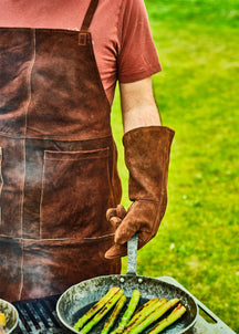 White Fire BBQ delantal cuero - marrón - ajustable