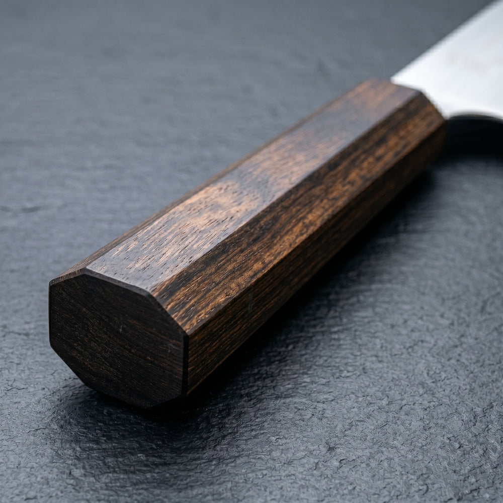 Yaxell Cuchillo de chef Hana 20 cm - Acero inoxidable de 3 capas - mango de madera Pakkah marrón oscuro