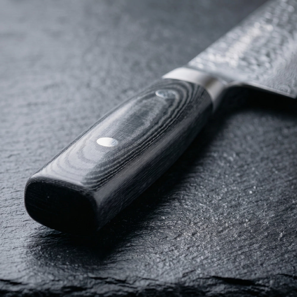 Cuchillo Kiritsuke Yaxell Zen 20 cm - acero damasco inoxidable de 37 capas - mango de Micarta canvas