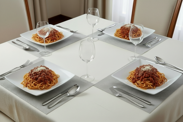 BonBistro Platos hondos / para pasta Yong Squito 22 x 22 cm - Blanco - 3 piezas
