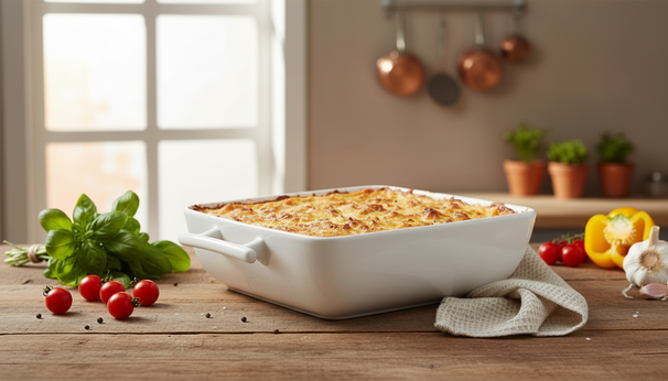 BonBistro Fuentes para horno Yong Squito - Blanco - 19 x 19 x 6 cm / 1.4 Litros - 2 piezas
